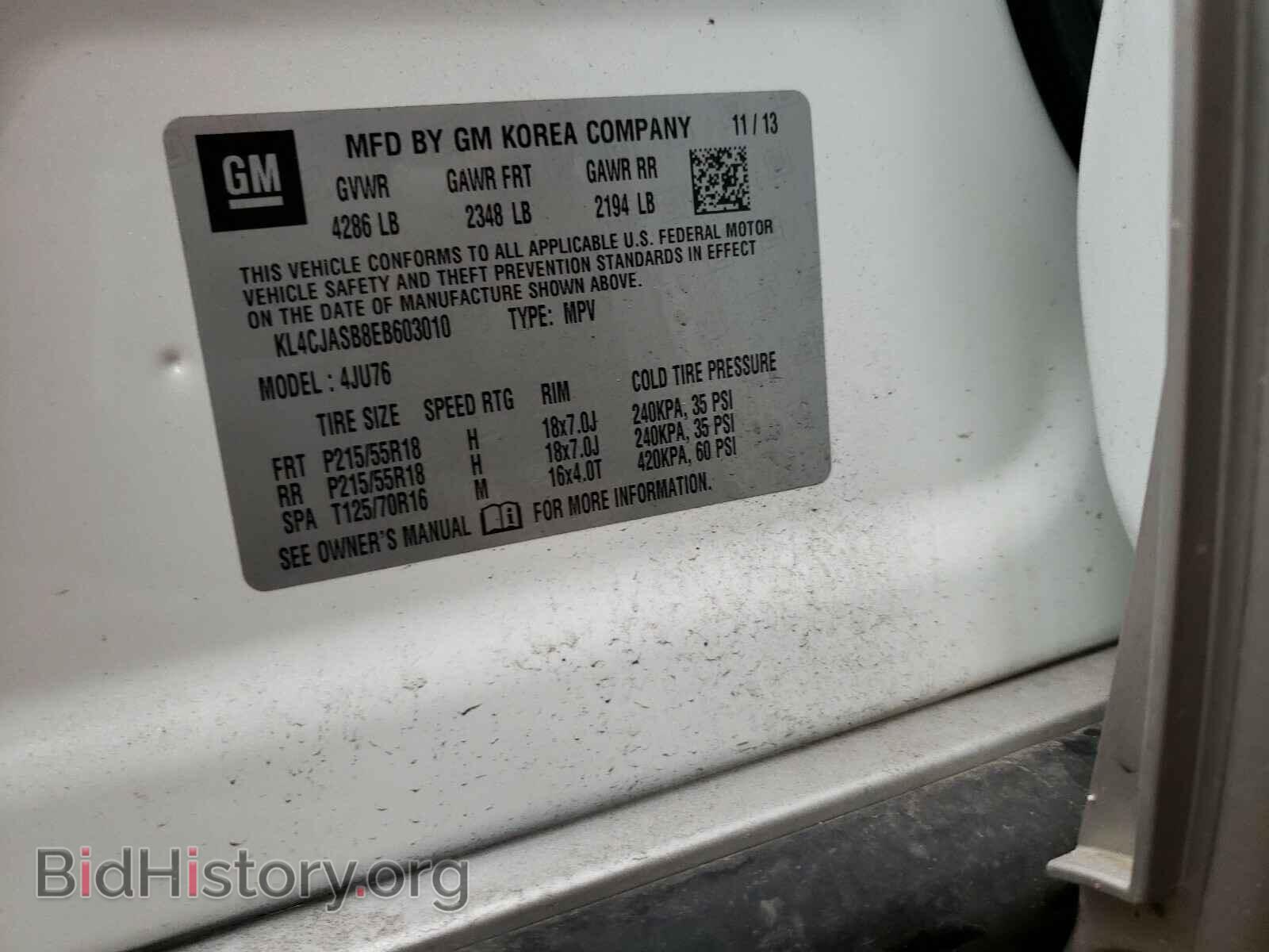 2014 BUICK ENCORE - VIN: KL4CJASB8EB603010 - Фото 10