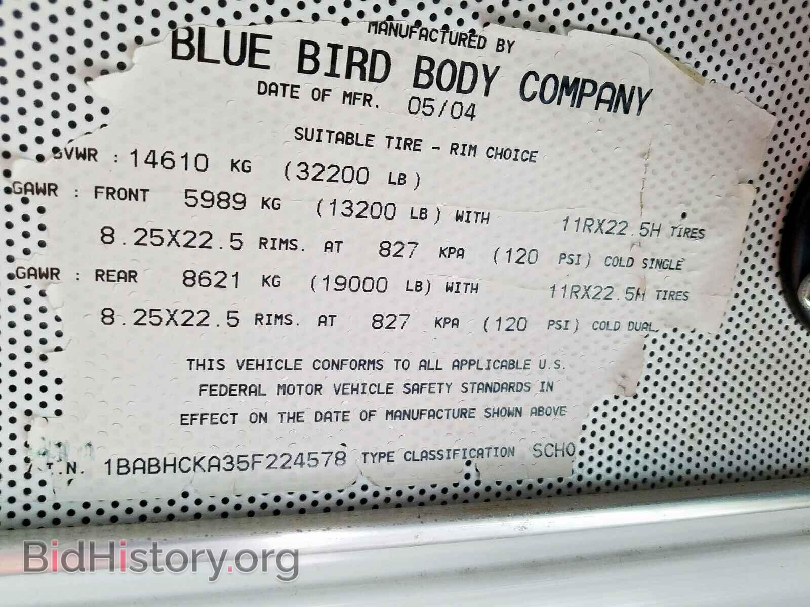 2005 BLUE BIRD ALL MODELS - VIN: 1BABHCKA35F224578 - Фото 10