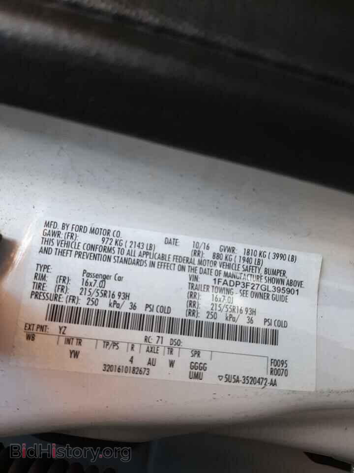 2016 FORD FOCUS - VIN: 1FADP3F27GL395901 - Фото 10