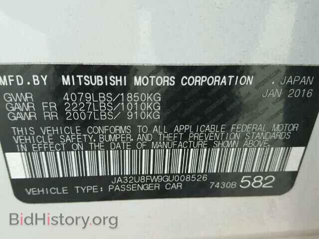 2016 MITSUBISHI LANCER - VIN: JA32U8FW9GU008526 - Фото 10