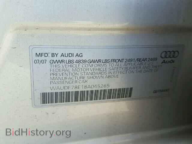 2008 AUDI A4 - VIN: WAUDF78E18A045265 - Фото 10