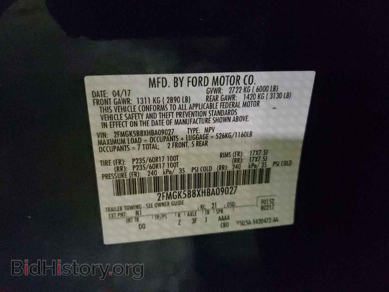 2017 FORD FLEX - VIN: 2FMGK5B8XHBA09027 - Photo 10