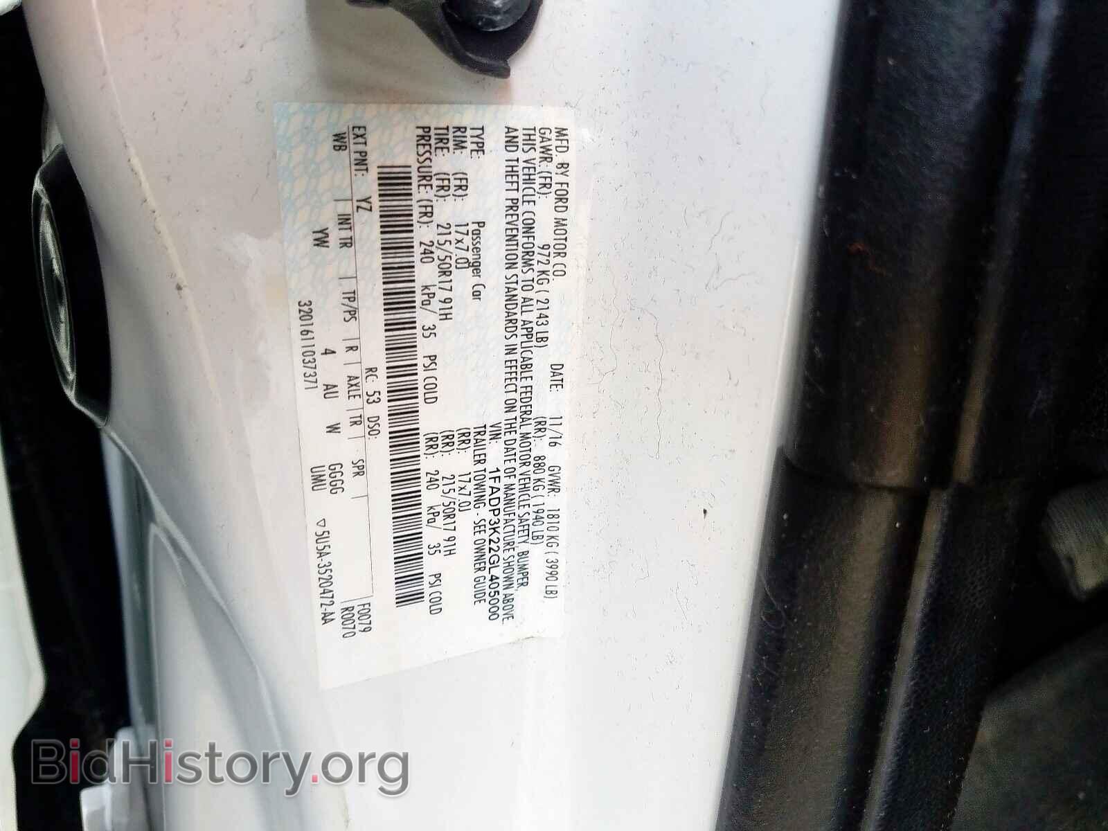 2016 FORD FOCUS - VIN: 1FADP3K22GL405000 - Photo 10
