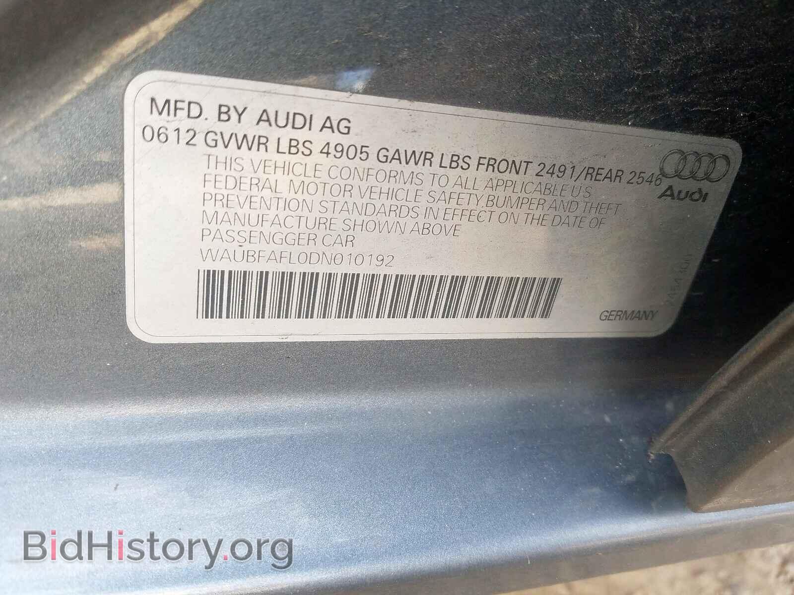 2013 AUDI A4 - VIN: WAUBFAFL0DN010192 - Фото 10