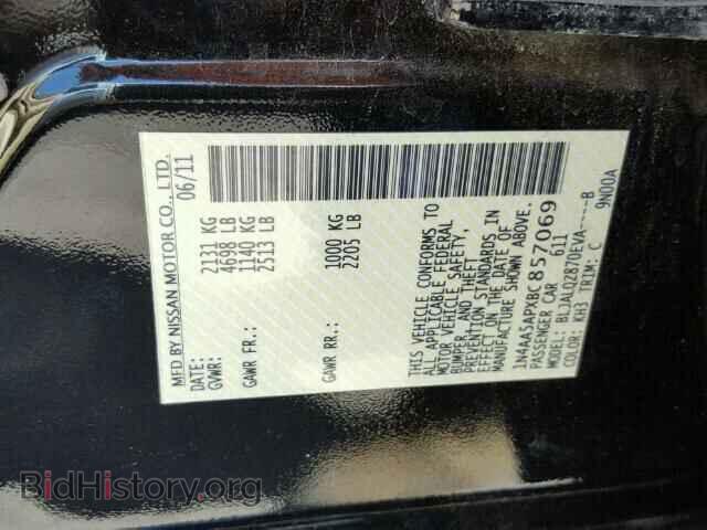 2011 NISSAN MAXIMA - VIN: 1N4AA5APXBC857069 - Фото 10