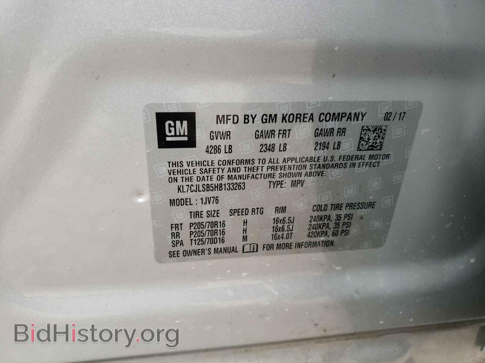 2017 CHEVROLET TRAX - VIN: KL7CJLSB5HB133263 - Photo 10