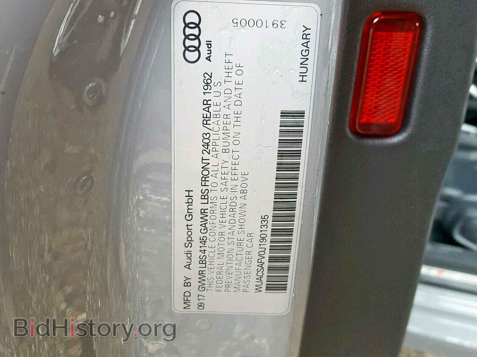 2018 AUDI TT - VIN: WUACSAFV0J1901335 - Фото 10