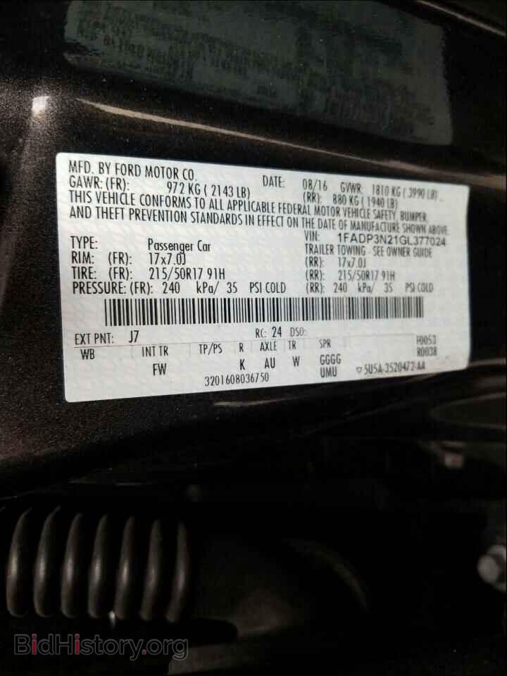 2016 FORD FOCUS - VIN: 1FADP3N21GL377024 - Фото 10