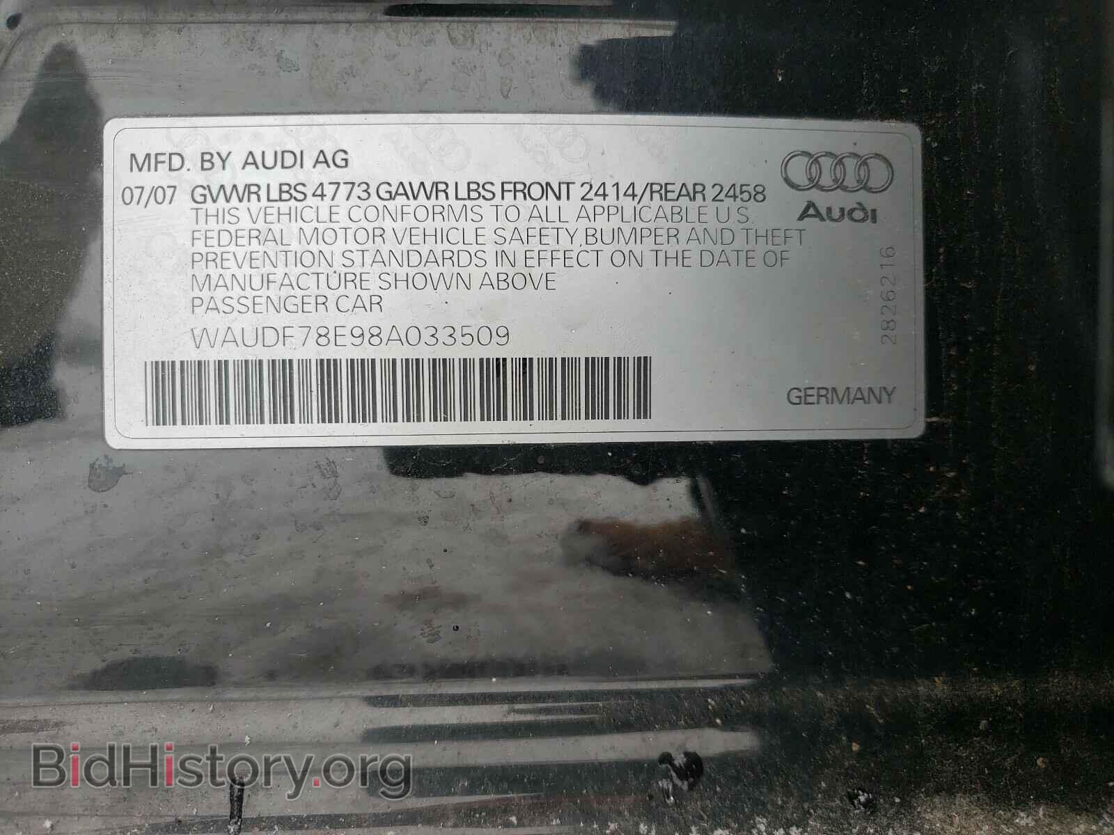 2008 AUDI A4 - VIN: WAUDF78E98A033509 - Фото 10