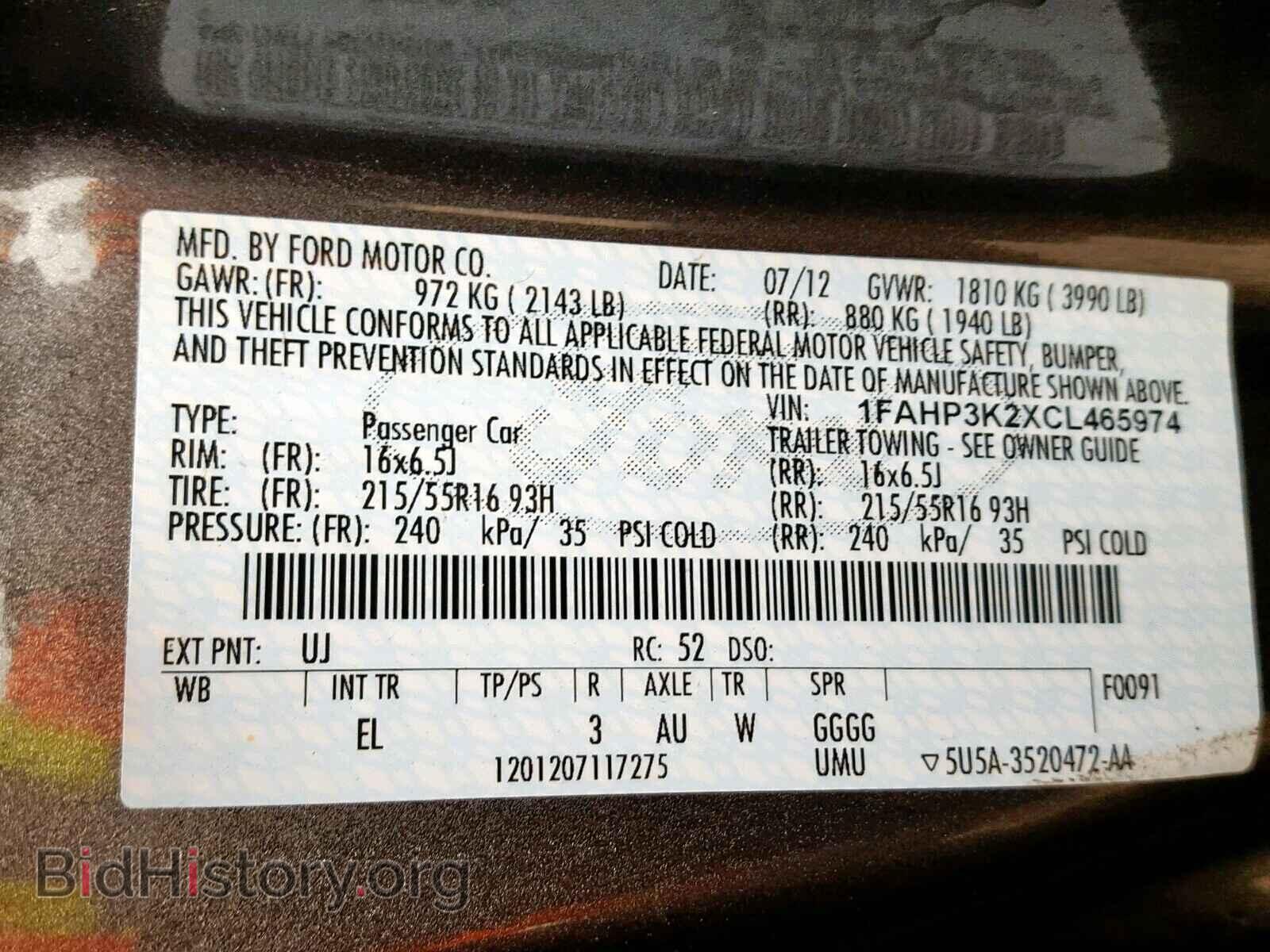 2012 FORD FOCUS SE - VIN: 1FAHP3K2XCL465974 - Фото 10