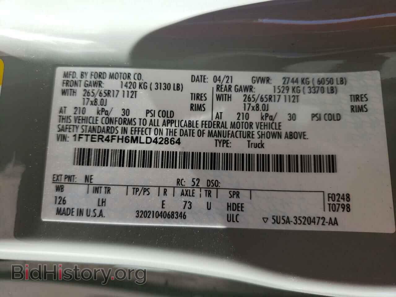 2021 FORD RANGER - VIN: 1FTER4FH6MLD42864 - Фото 10