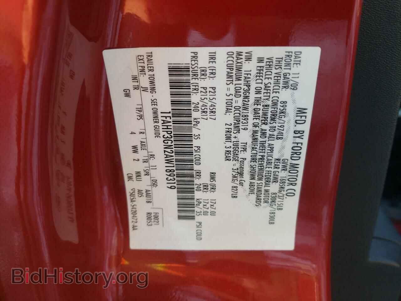 2010 FORD FOCUS - VIN: 1FAHP3GN2AW189319 - Фото 10