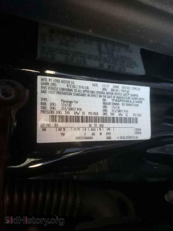 2018 FORD FOCUS - VIN: 1FADP3H26JL214498 - Фото 10