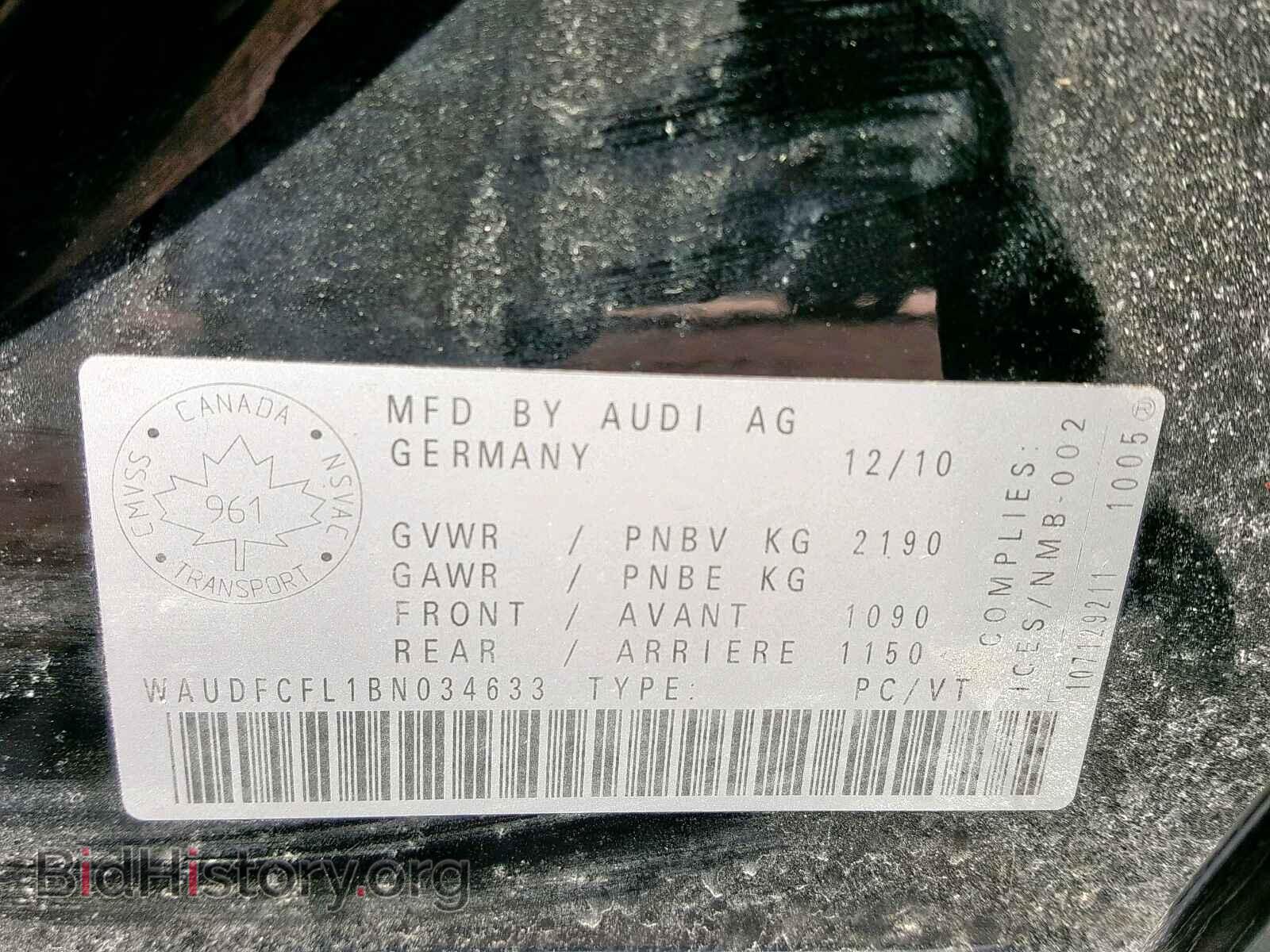 2011 AUDI A4 - VIN: WAUDFCFL1BN034633 - Photo 10