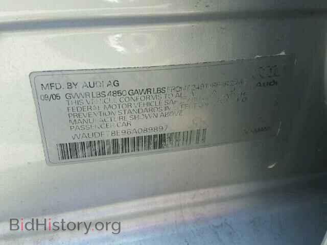 2006 AUDI A4 - VIN: WAUDF78E96A089897 - Фото 10