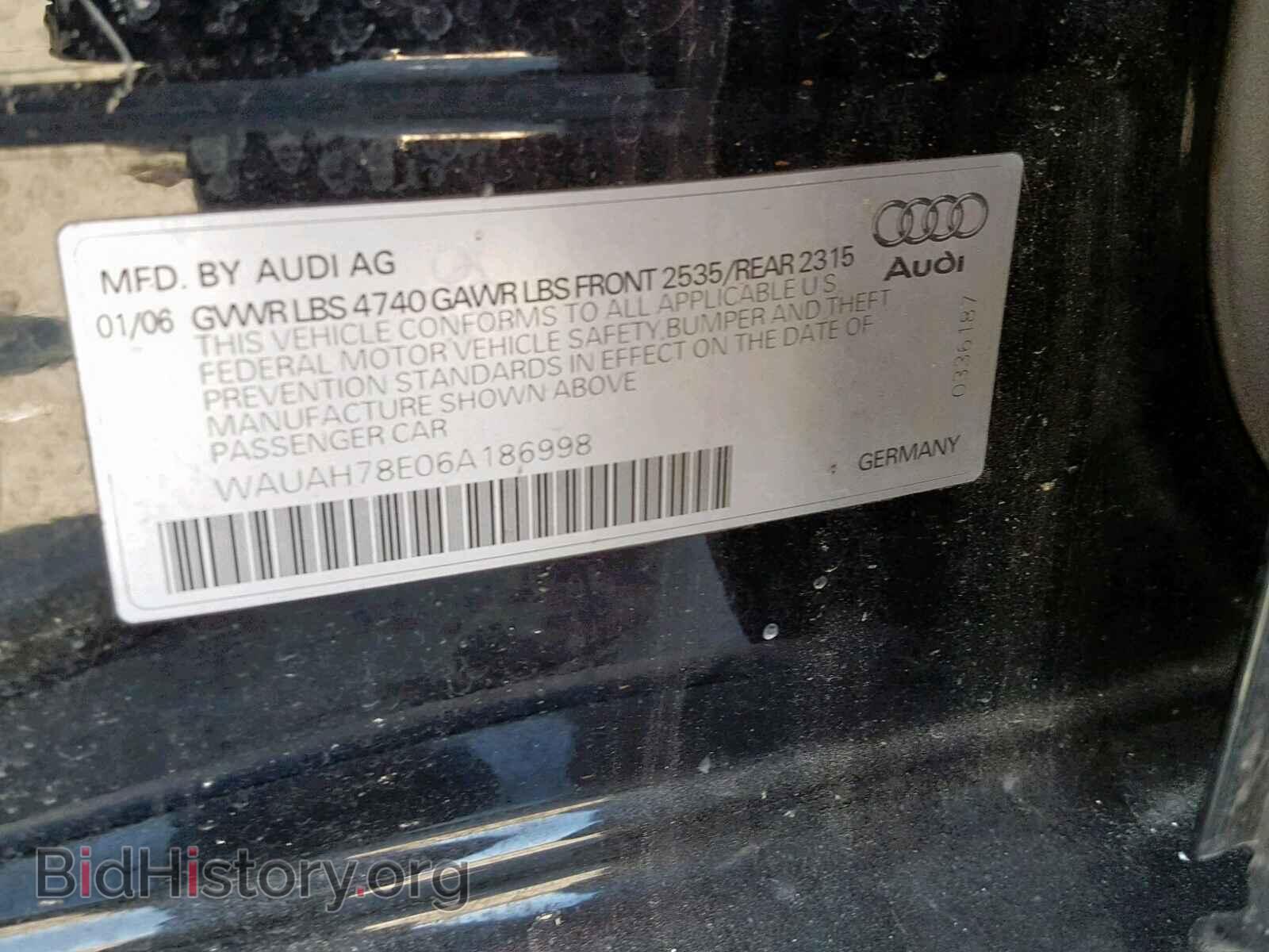 2006 AUDI A4 - VIN: WAUAH78E06A186998 - Фото 10