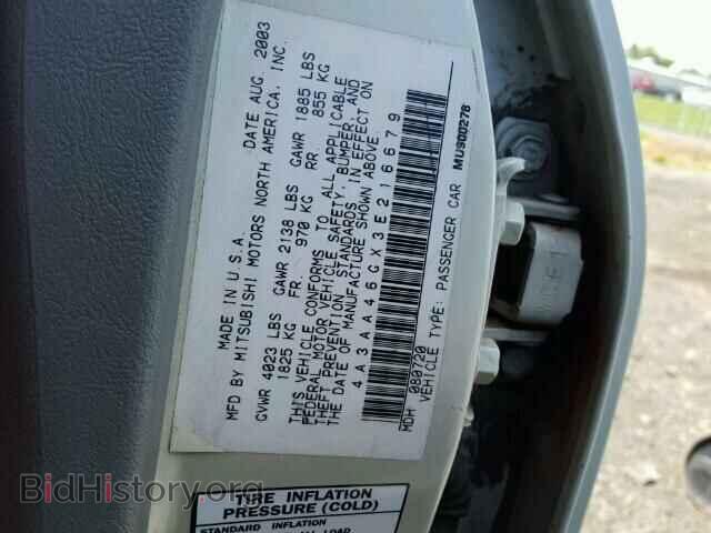 2003 MITSUBISHI GALANT - VIN: 4A3AA46GX3E216679 - Фото 10