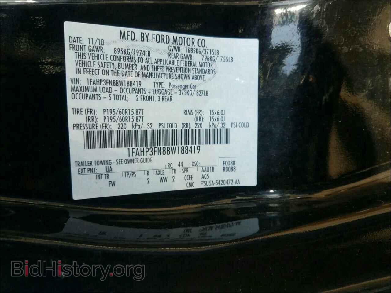2011 FORD FOCUS - VIN: 1FAHP3FN8BW188419 - Фото 10