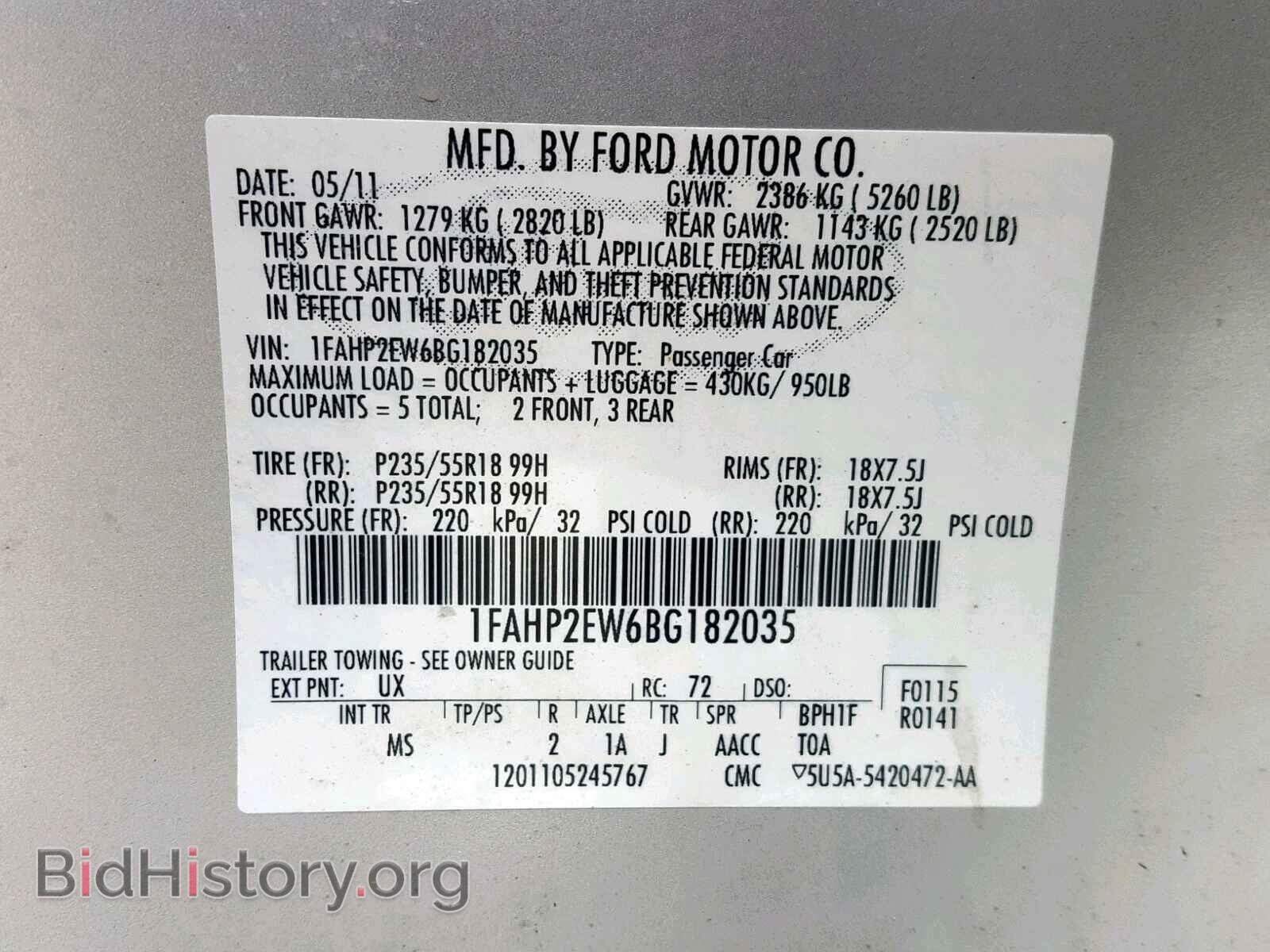2011 FORD TAURUS - VIN: 1FAHP2EW6BG182035 - Photo 10