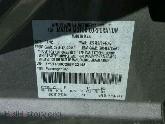 2006 MAZDA 6 - VIN: 1YVFP80C265M22145 - Фото 10