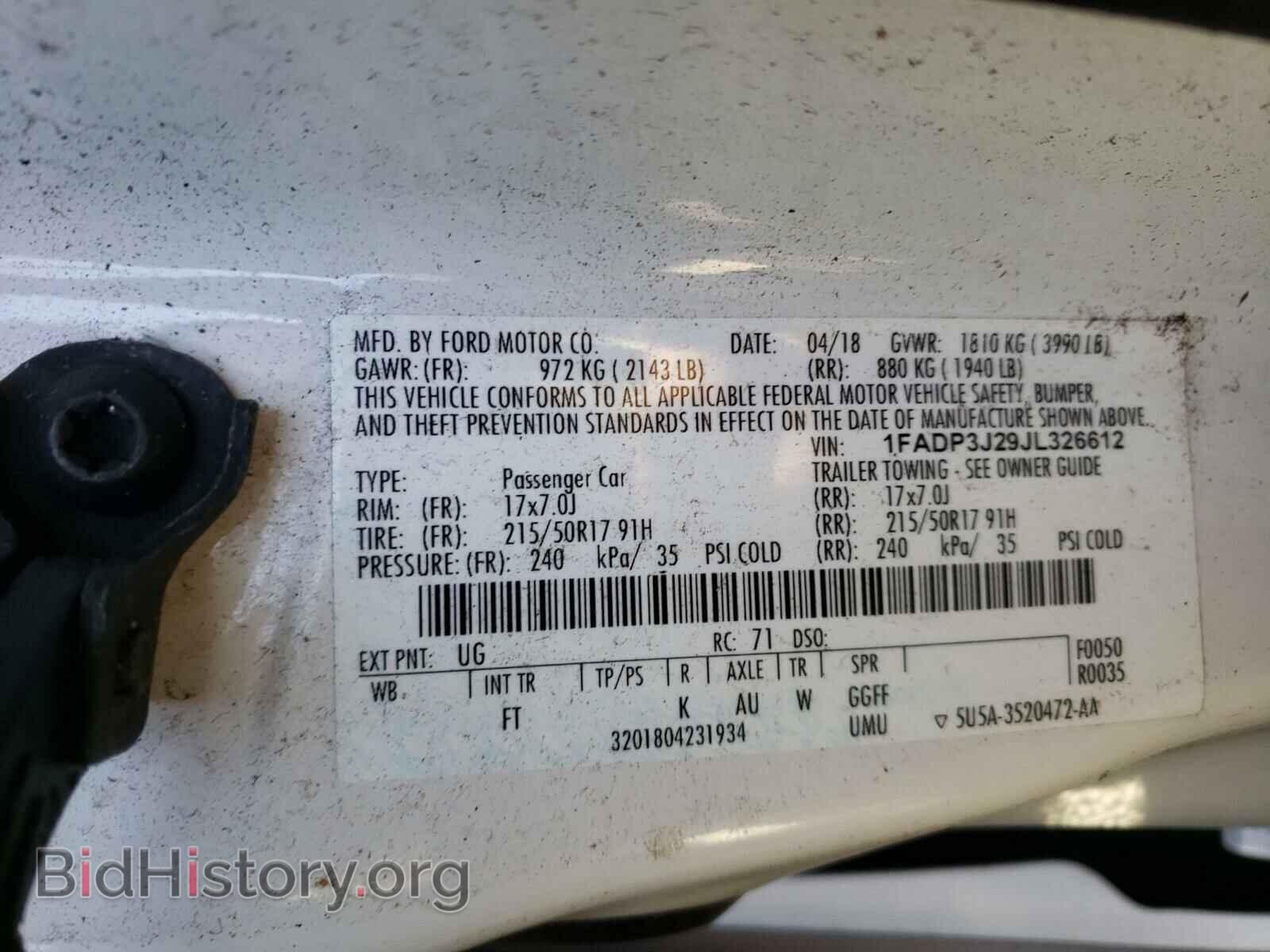 2018 FORD FOCUS - VIN: 1FADP3J29JL326612 - Фото 10
