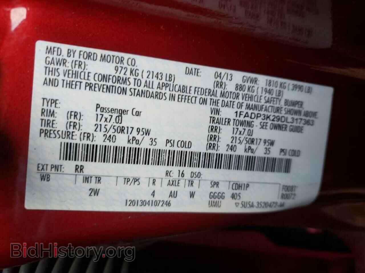 2013 FORD FOCUS - VIN: 1FADP3K29DL317363 - Фото 10