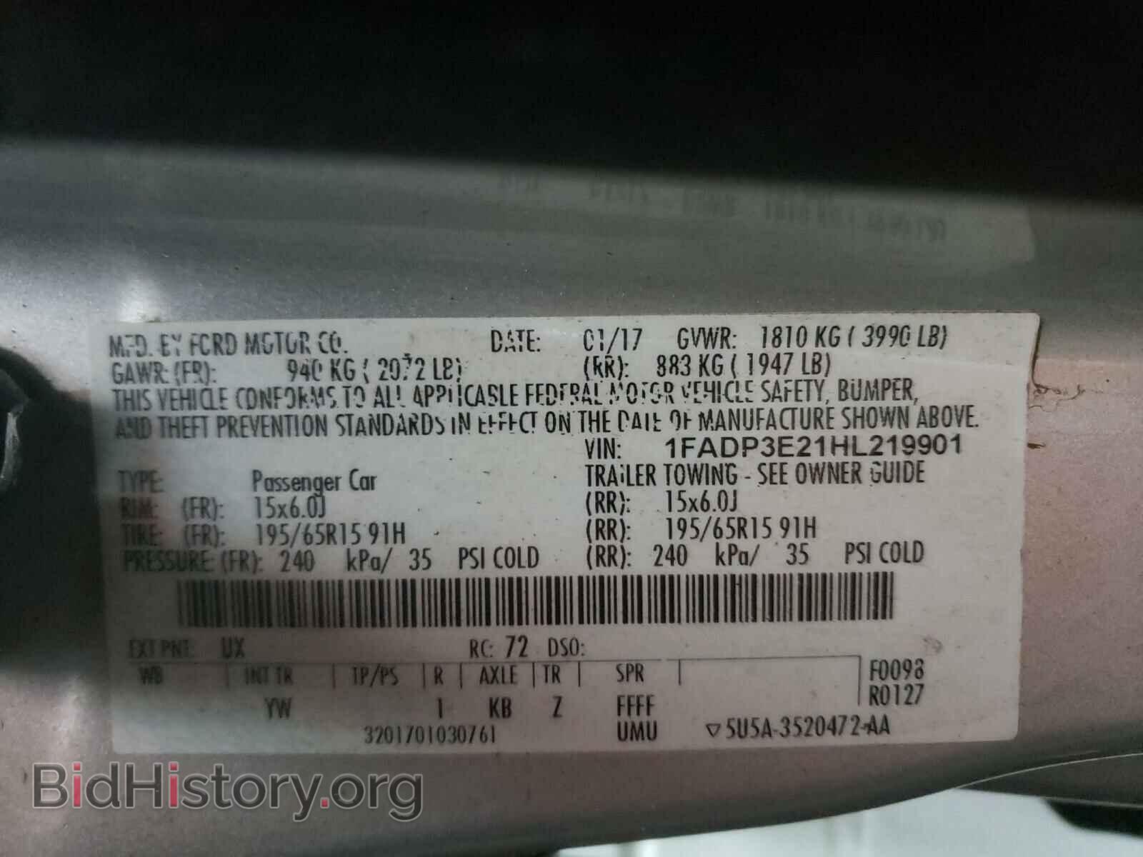 2017 FORD FOCUS - VIN: 1FADP3E21HL219901 - Photo 10