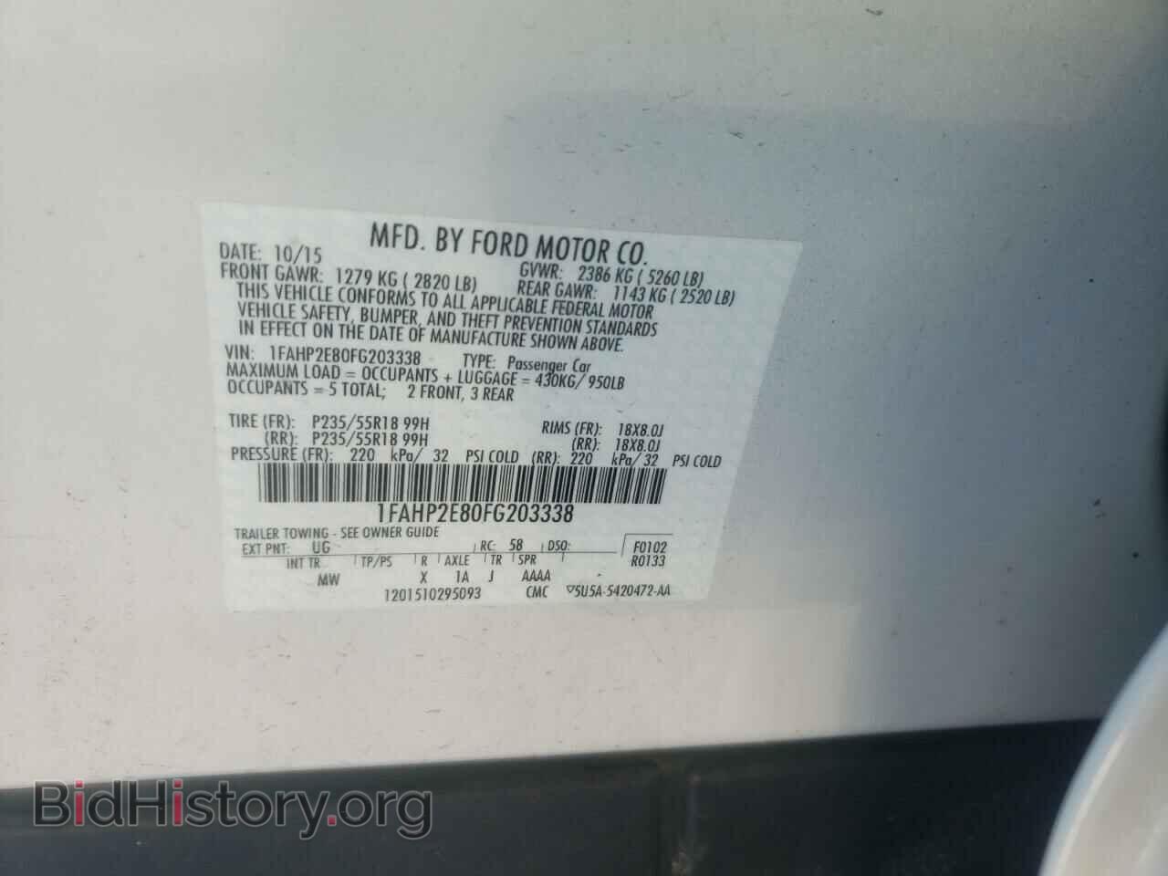 2015 FORD TAURUS - VIN: 1FAHP2E80FG203338 - Photo 10