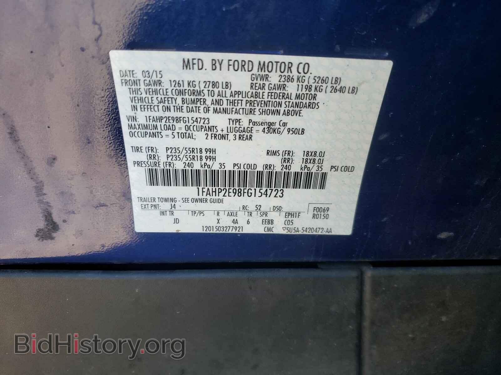 2015 FORD TAURUS - VIN: 1FAHP2E98FG154723 - Photo 10