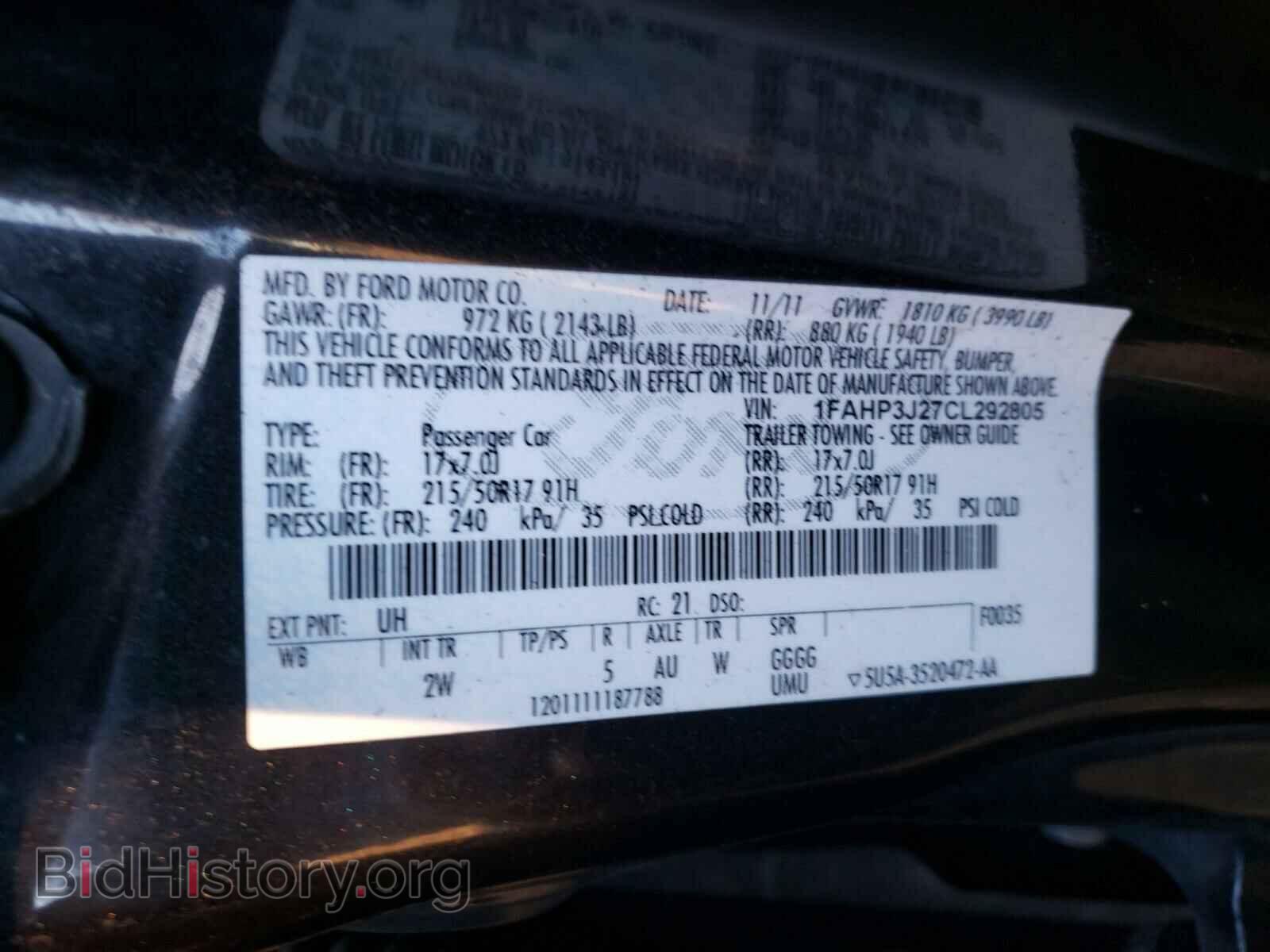 2012 FORD FOCUS - VIN: 1FAHP3J27CL292805 - Фото 10