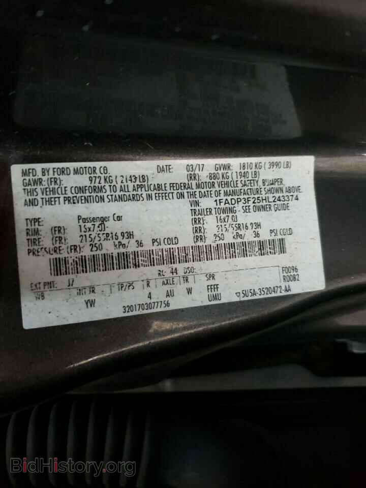 2017 FORD FOCUS - VIN: 1FADP3F25HL243374 - Фото 10
