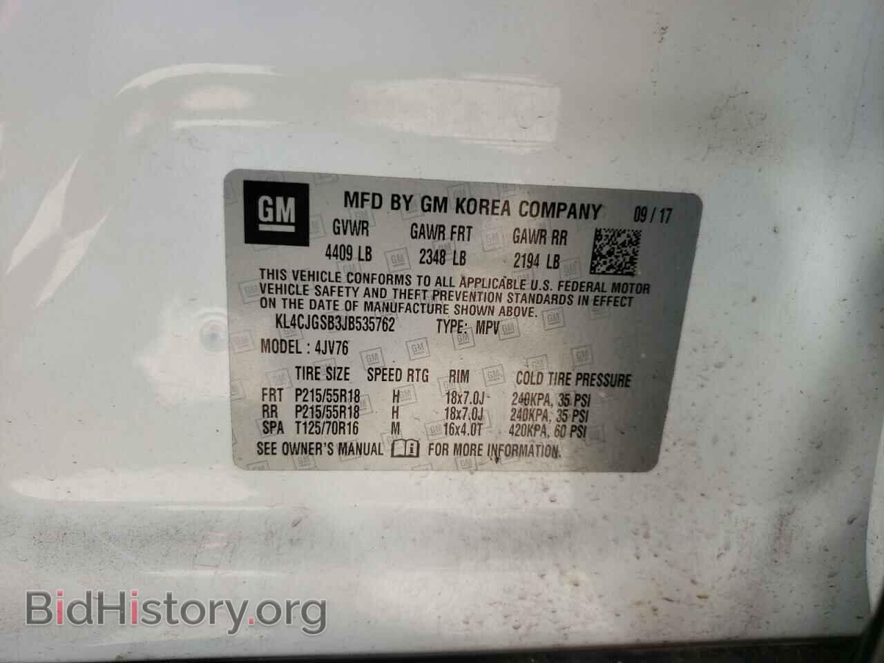 2018 BUICK ENCORE - VIN: KL4CJGSB3JB535762 - Фото 10