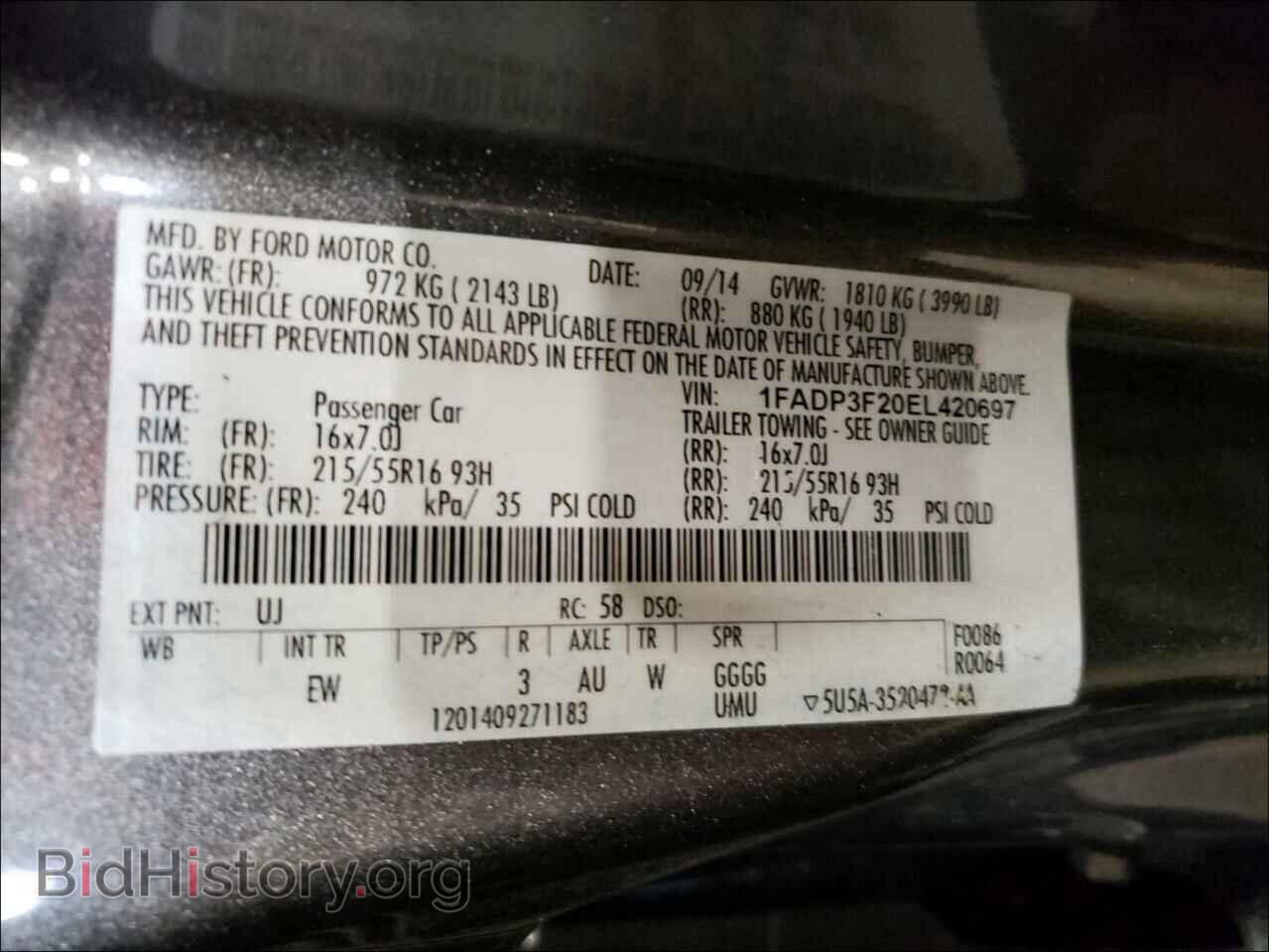 2014 FORD FOCUS - VIN: 1FADP3F20EL420697 - Фото 10