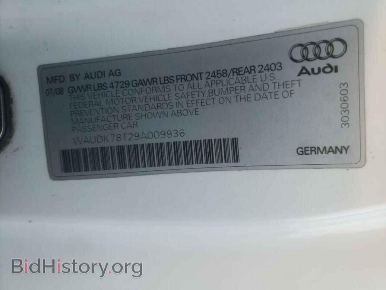 2009 AUDI A5 - VIN: WAUDK78T29A009936 - Фото 10