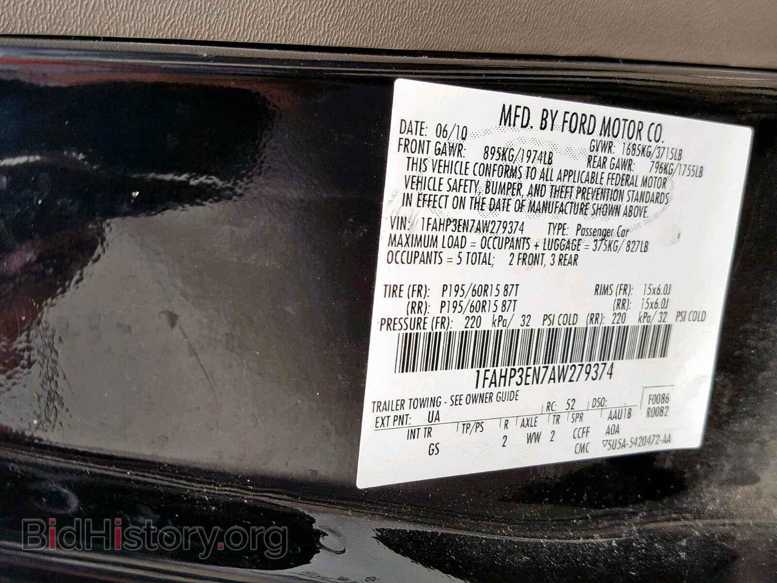 2010 FORD FOCUS - VIN: 1FAHP3EN7AW279374 - Фото 10