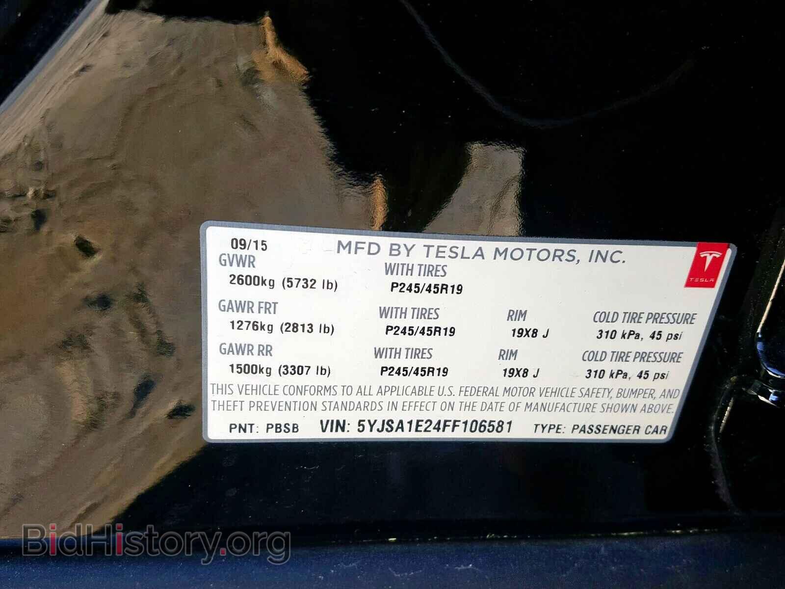 2015 TESLA MODEL S - VIN: 5YJSA1E24FF106581 - Photo 10