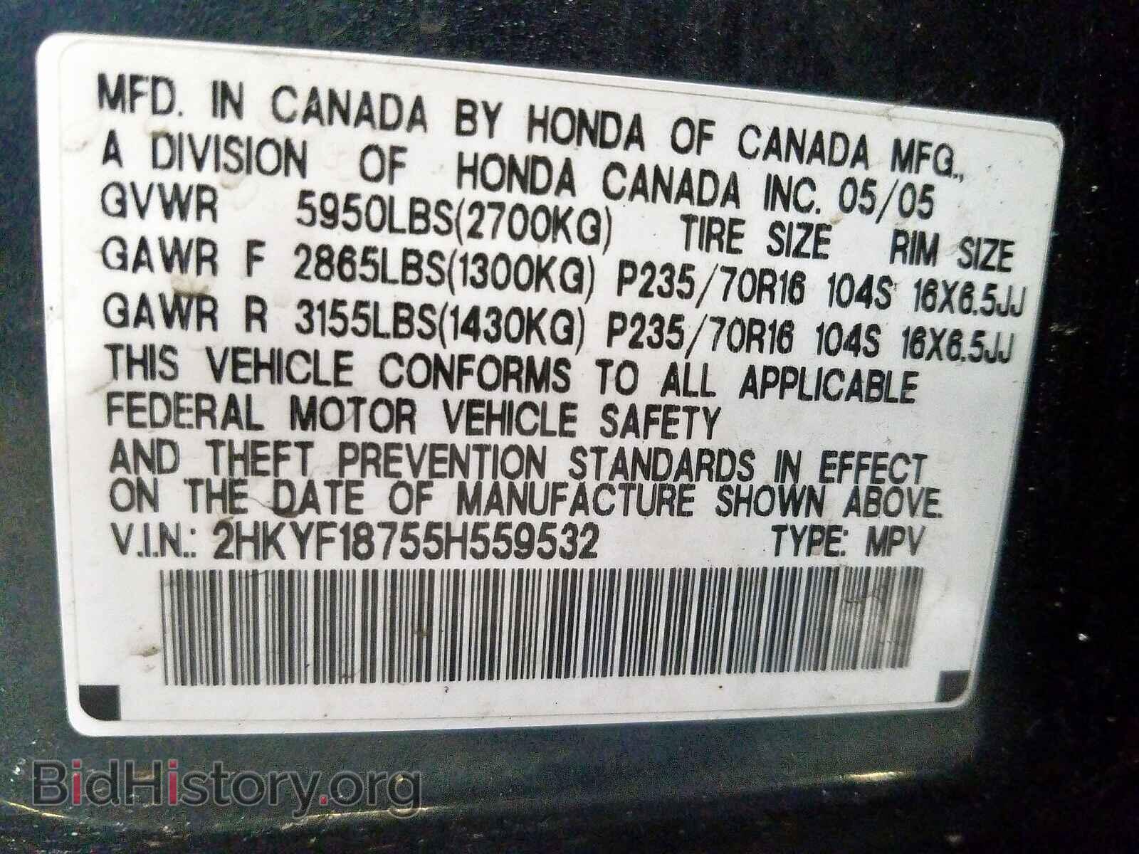 2005 HONDA PILOT - VIN: 2HKYF18755H559532 - Фото 10