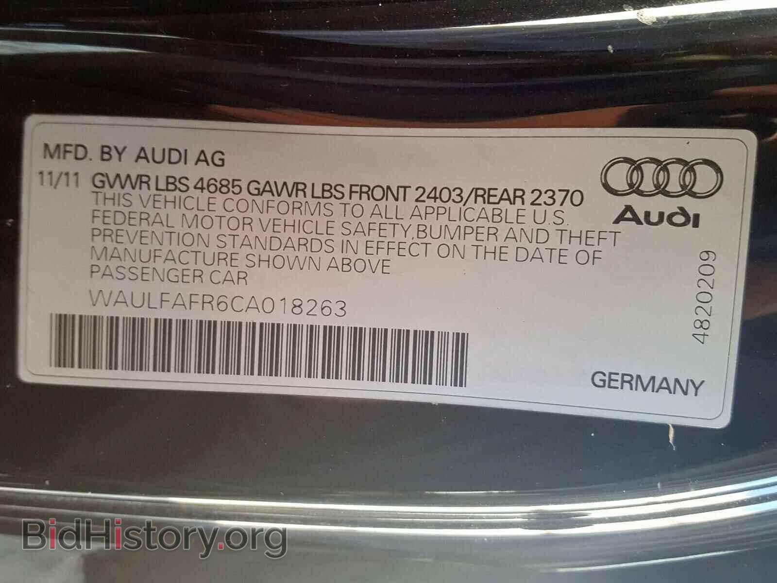 2012 AUDI A5 - VIN: WAULFAFR6CA018263 - Фото 10