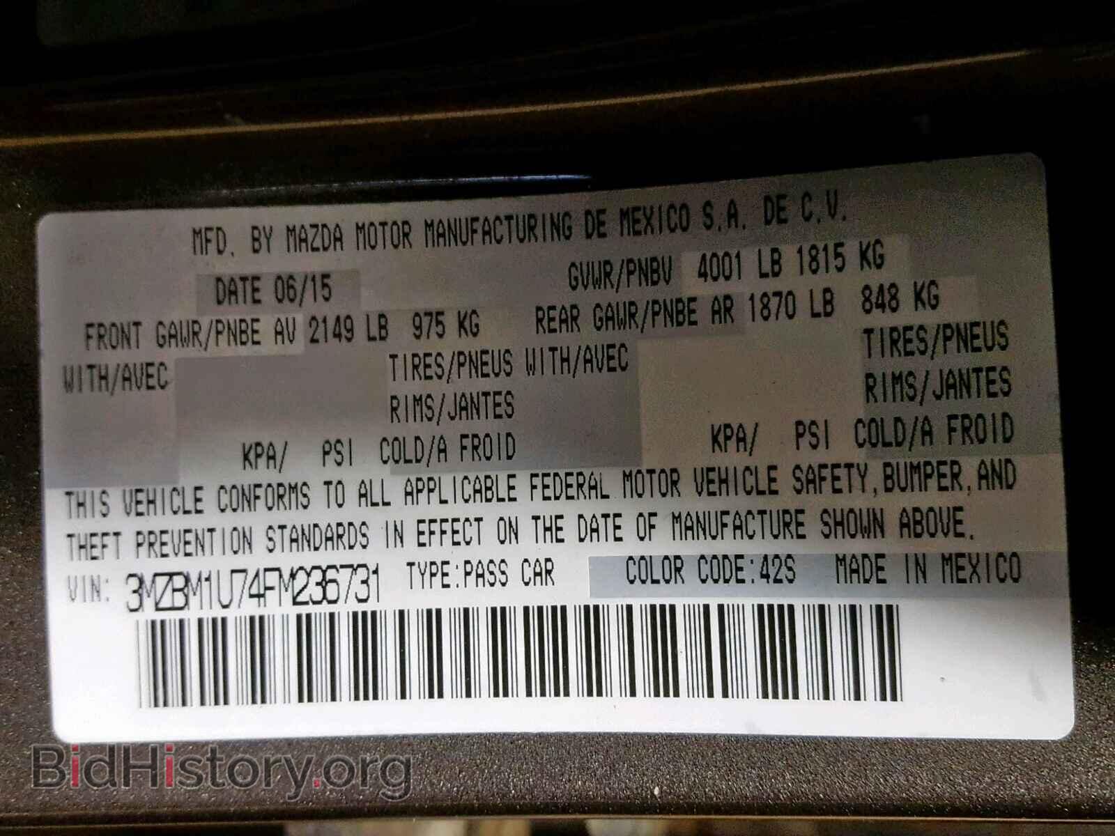 2015 MAZDA 3 - VIN: 3MZBM1U74FM236731 - Фото 10