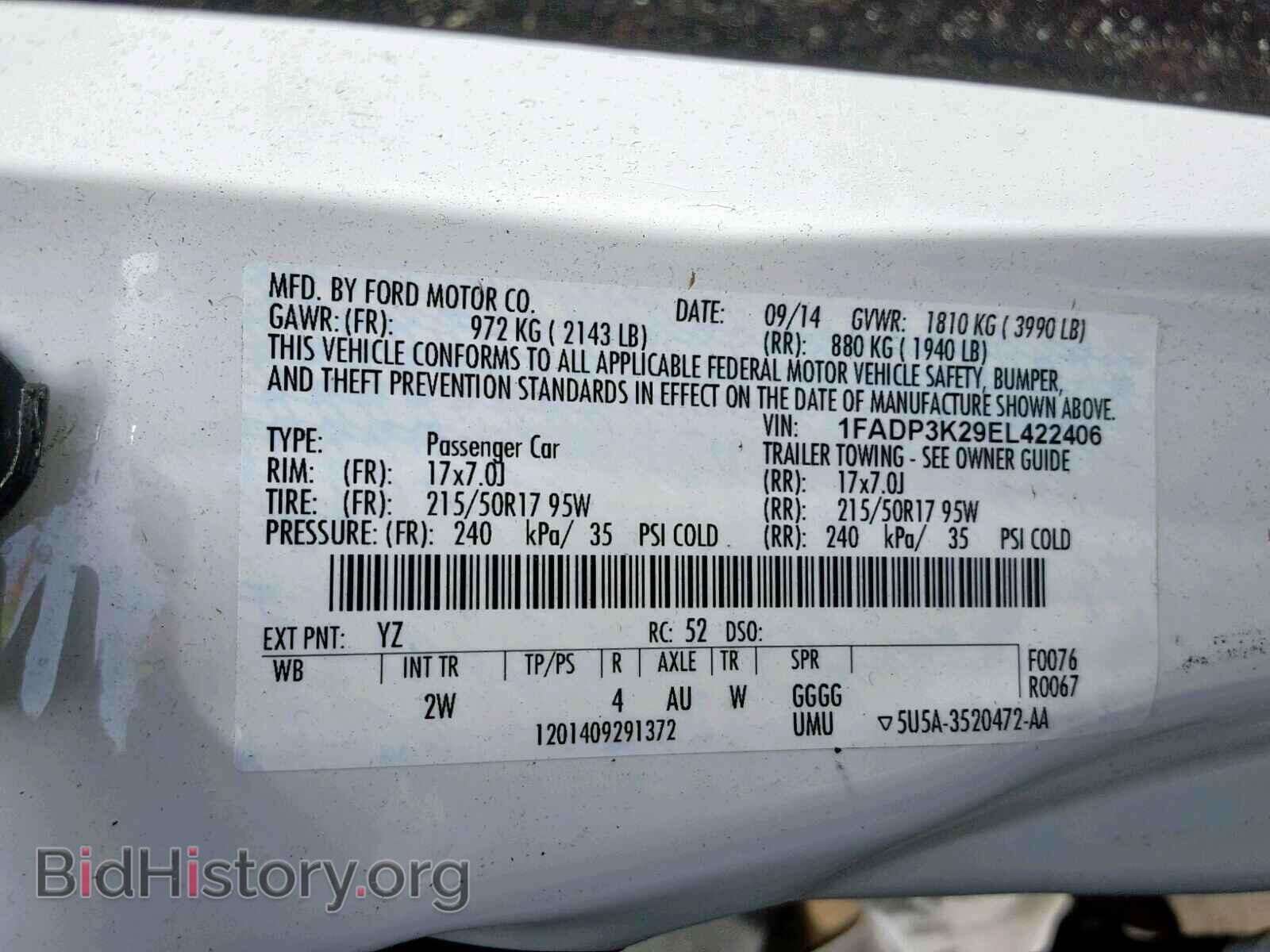 2014 FORD FOCUS SE - VIN: 1FADP3K29EL422406 - Фото 10