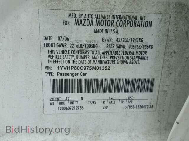 2007 MAZDA 6 - VIN: 1YVHP80C975M01352 - Фото 10