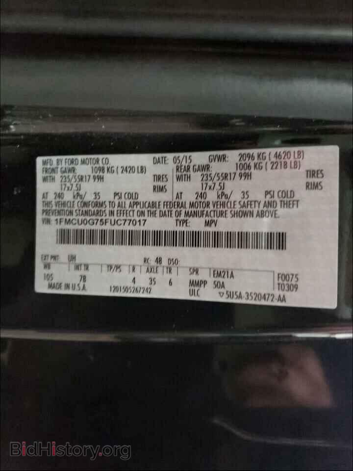 2015 FORD ESCAPE - VIN: 1FMCU0G75FUC77017 - Photo 10