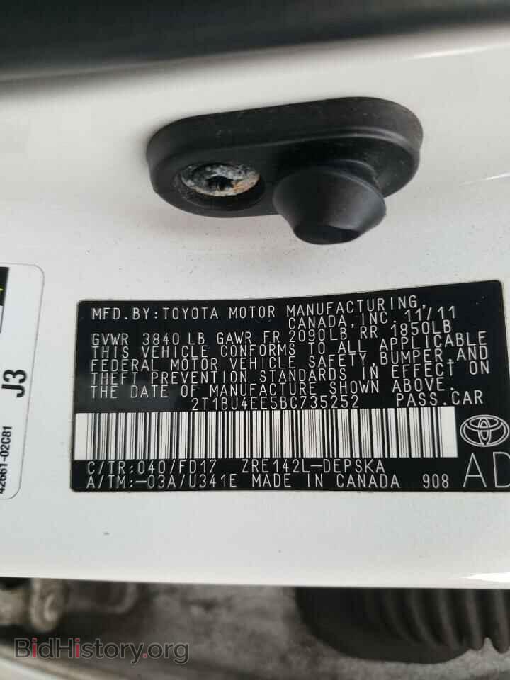 2011 TOYOTA COROLLA - VIN: 2T1BU4EE5BC735252 - Фото 10
