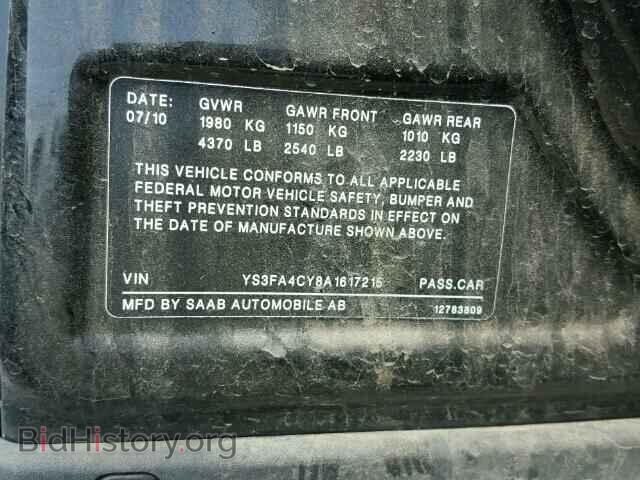 2010 SAAB 9 3 - VIN: YS3FA4CY8A1617215 - Фото 10