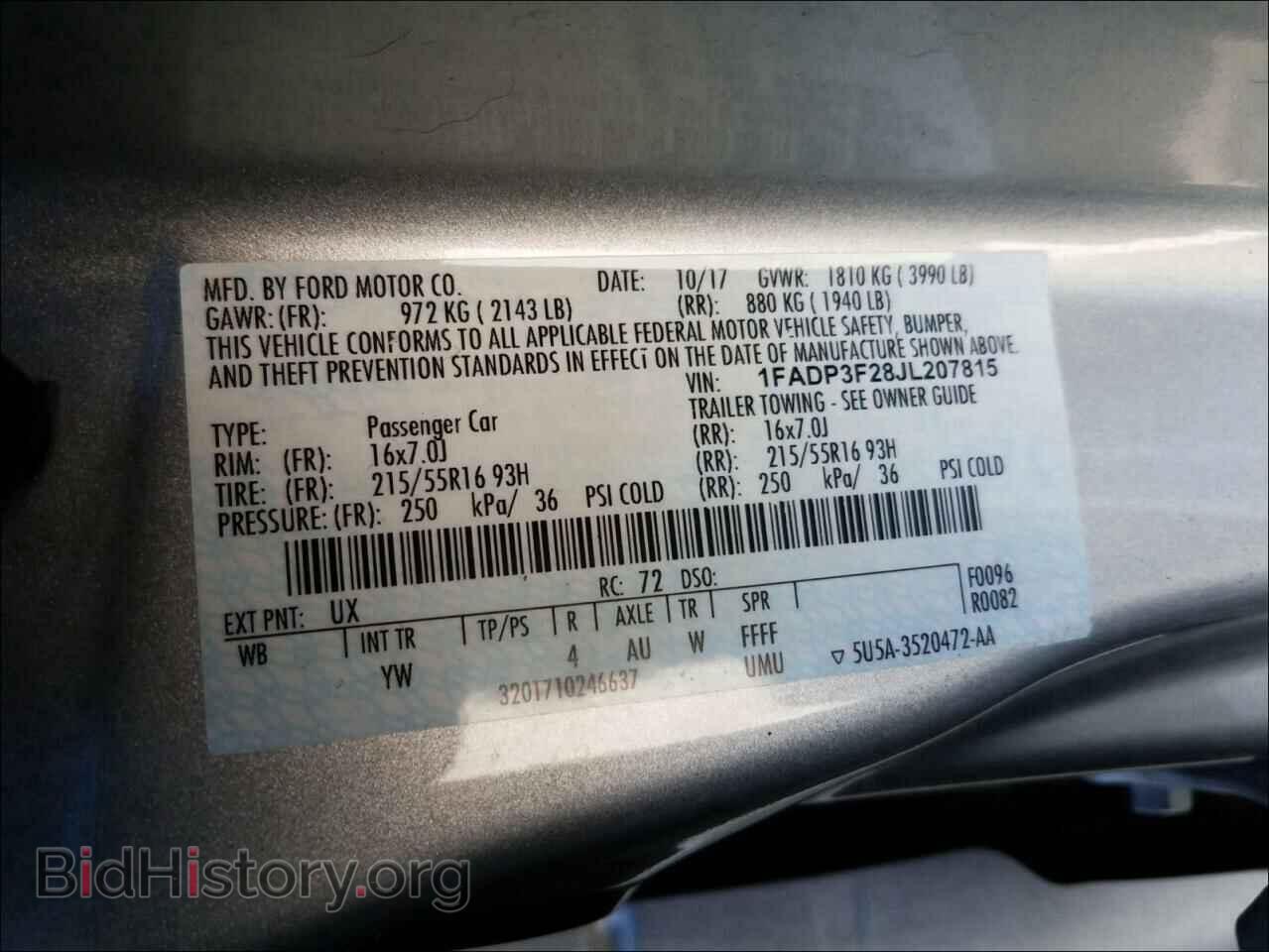 2018 FORD FOCUS - VIN: 1FADP3F28JL207815 - Фото 10