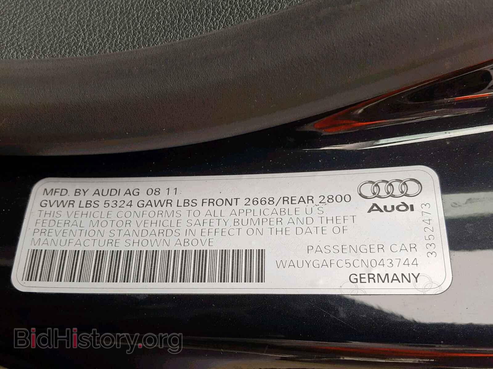 2012 AUDI A7 - VIN: WAUYGAFC5CN043744 - Фото 10