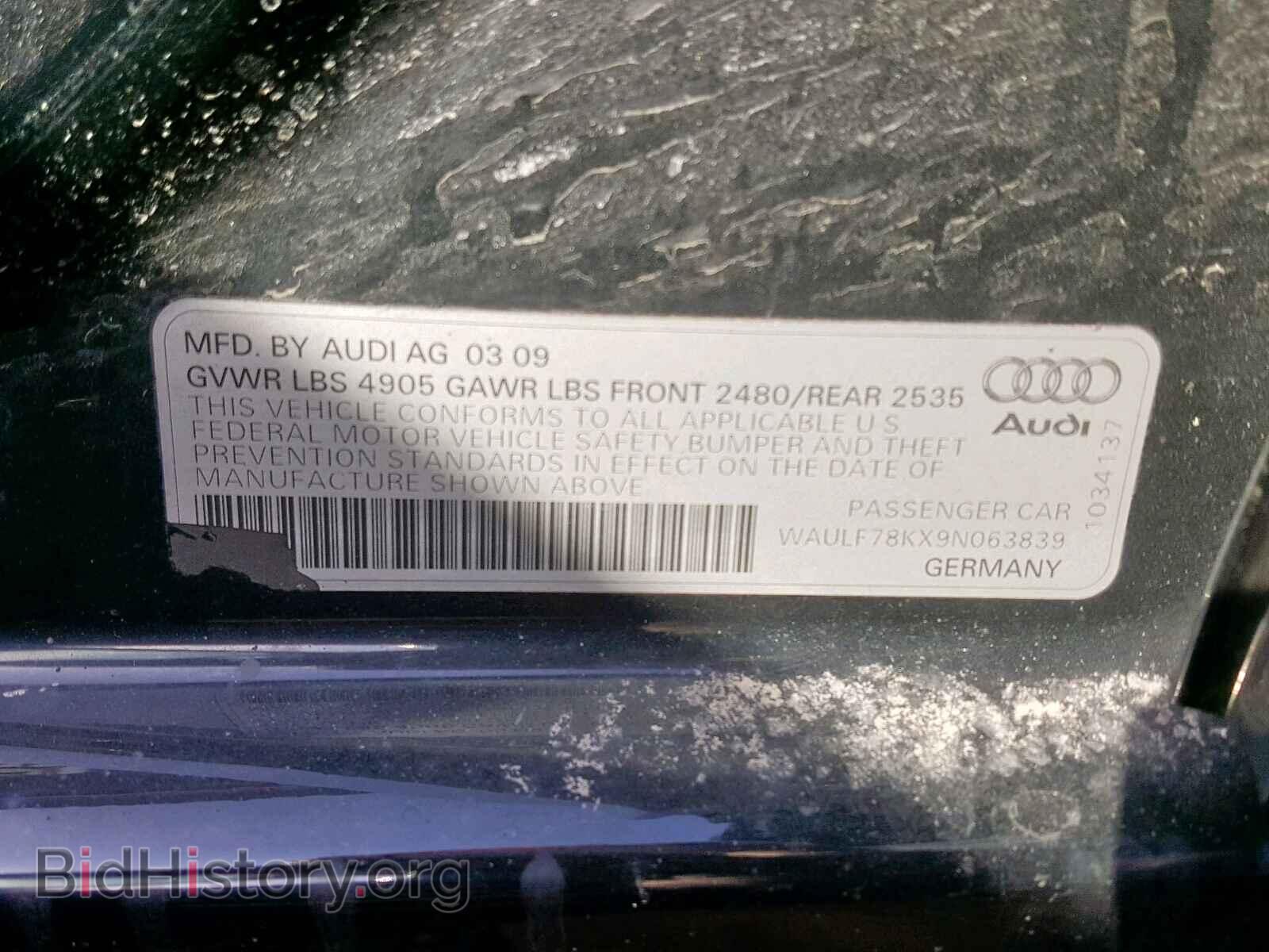 2009 AUDI A4 - VIN: WAULF78KX9N063839 - Фото 10