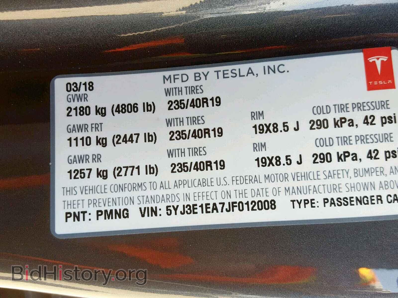 2018 TESLA MODEL 3 - VIN: 5YJ3E1EA7JF012008 - Photo 10