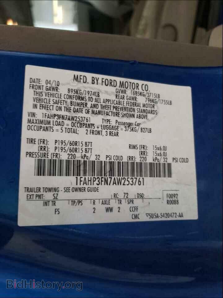 2010 FORD FOCUS - VIN: 1FAHP3FN7AW253761 - Фото 10