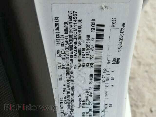 2012 FORD FIESTA - VIN: 3FADP4EJXCM114567 - Фото 10